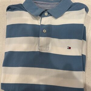 Tommy Hilfiger Sky Blue and White Striped Polo